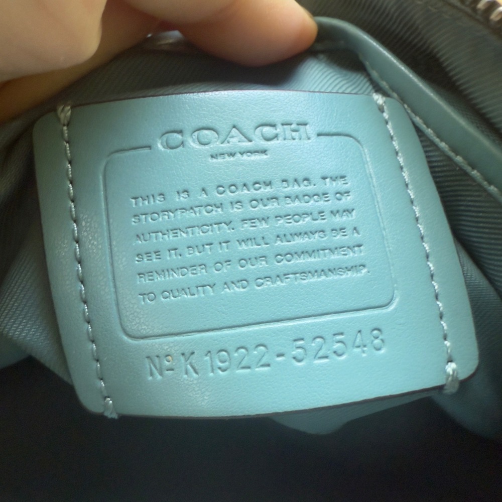 Coach Sutton Pebbled Leather Crossbody Bag Hobo Dusty Blue Gunmetal 52548 - Picture 2 of 10